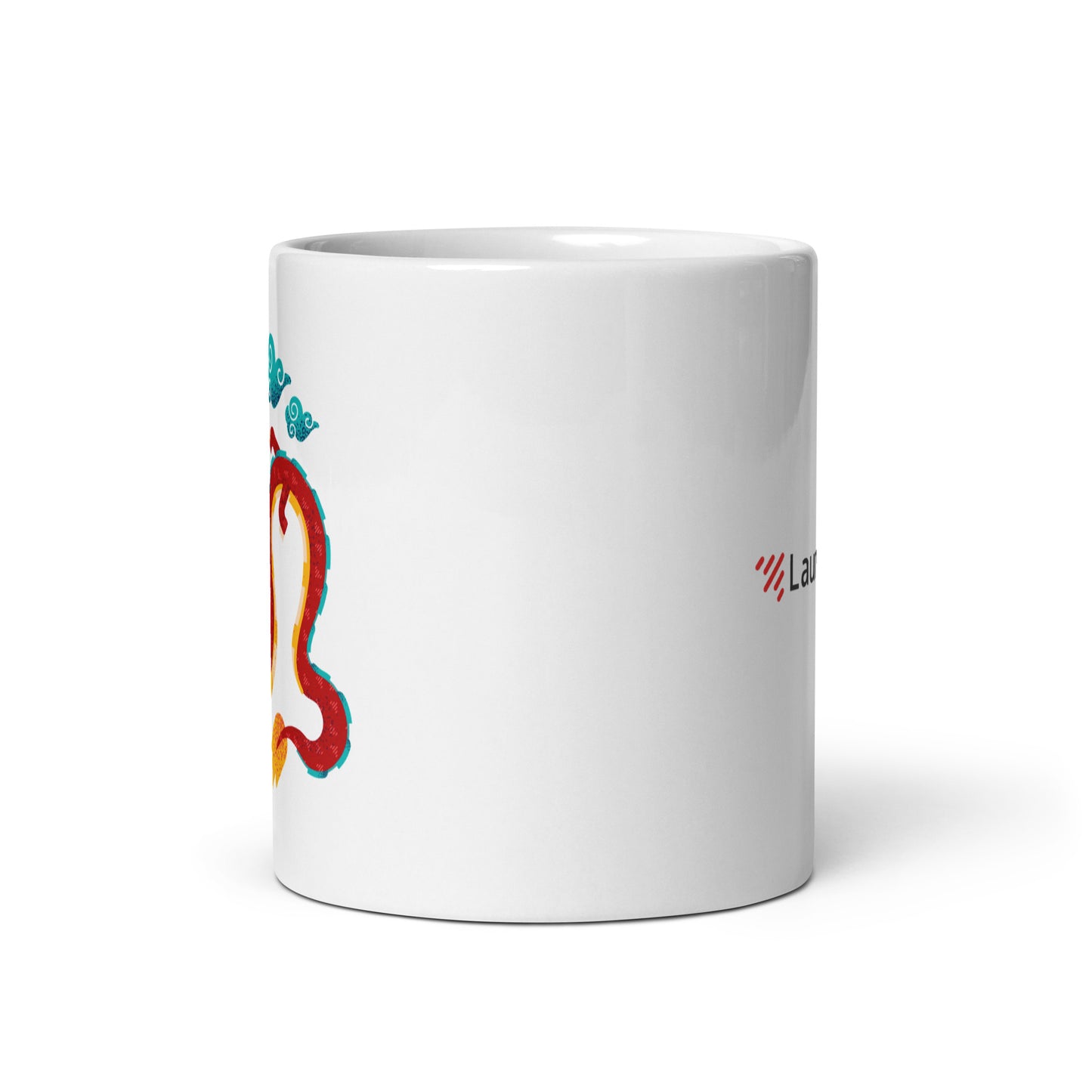 LS Dragon with Logo White glossy mug