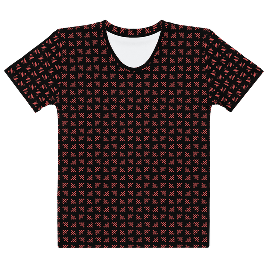 LS Women's Red/Black Airplane Pattern Tee